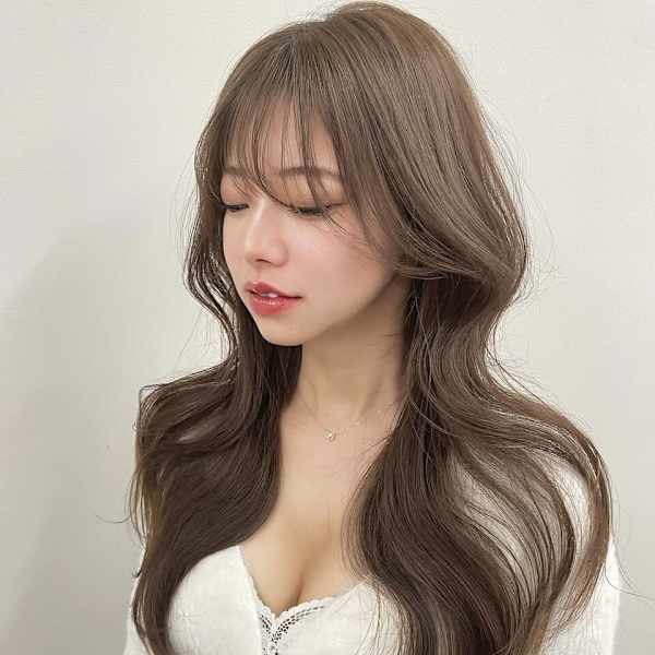【HIKARU】韓国ロングレイヤー/ヘーゼルベージュ/髪質改