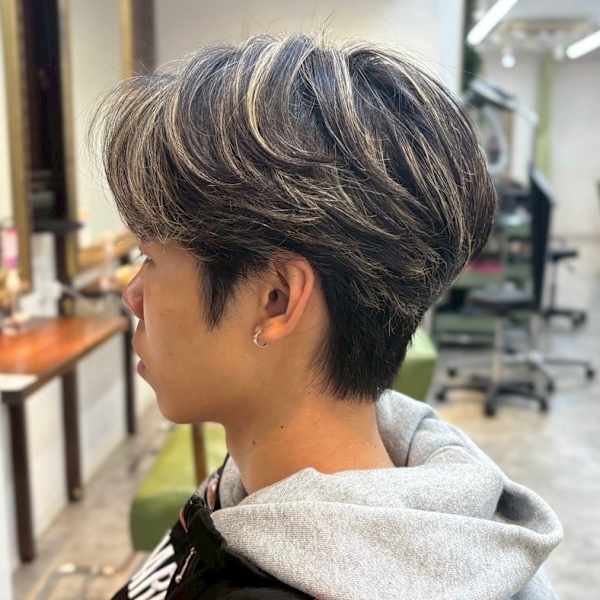 メンズバレイヤージュメンズ白髪ぼかし/メンズメッシュキャップ