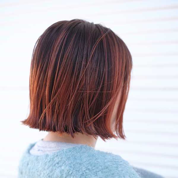 ミニボブとハイライトを入れたデザインカラー