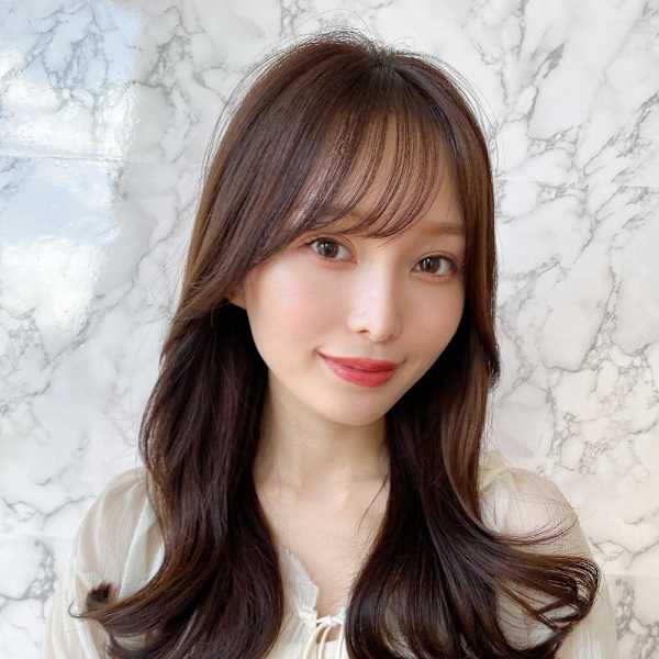 シャギーレイヤー韓国ワンホンヘアシースルーぱっつん前髪