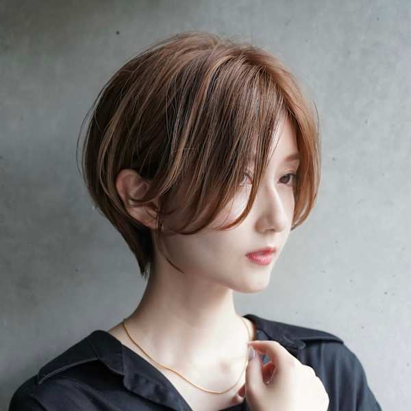 大人ショートボブ丸みショートカットマッシュショート前髪あり