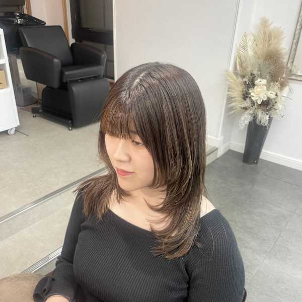 フェイスレイヤー/ハッシュカット/ストレート