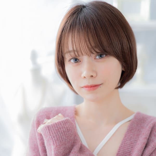 耳かけミルクティーピンク小顔ボブショート　くすみベージュ|mod's hair【モッズヘア】越谷/越谷西口店