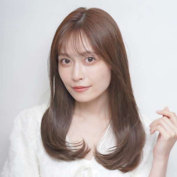 ベージュ ワンカール レイヤーカット シースルーバング|髪質改善 SEPT. 天神大名