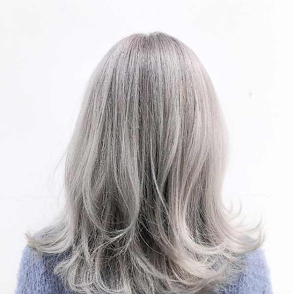 小顔ワンカールレイヤーカットデジタルパーマホワイトグレージュ