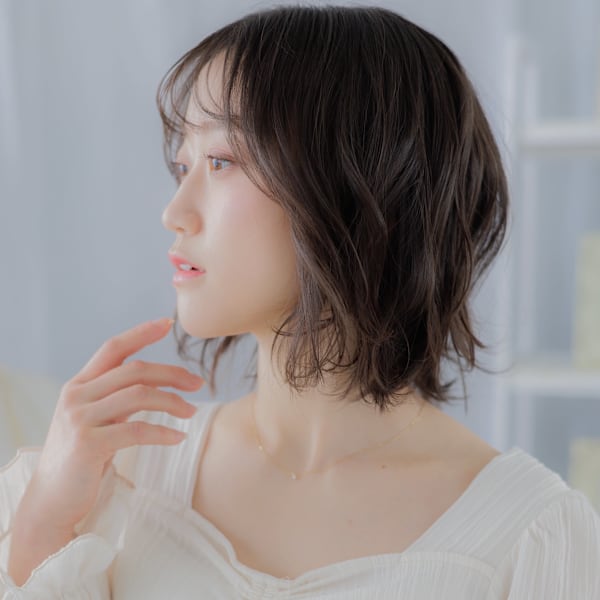 透けバングフェザーパーマゆるふわボブディ　くすみベージュ|mod's hair【モッズヘア】越谷/越谷西口店