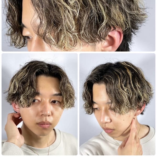 ナチュラルセンターパート×金メッシュ