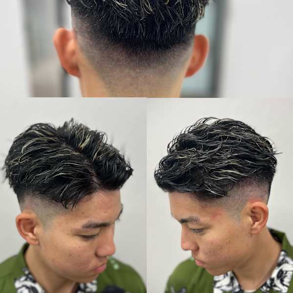 メッシュ×オールバックパーマスタイル