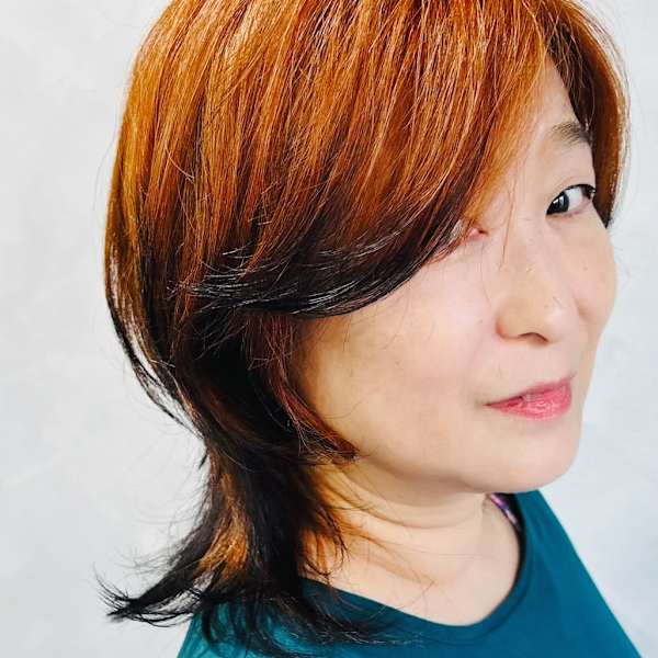 白髪染めなし！おとなの為のオレンジ×ブラックの裾カラーウルフ