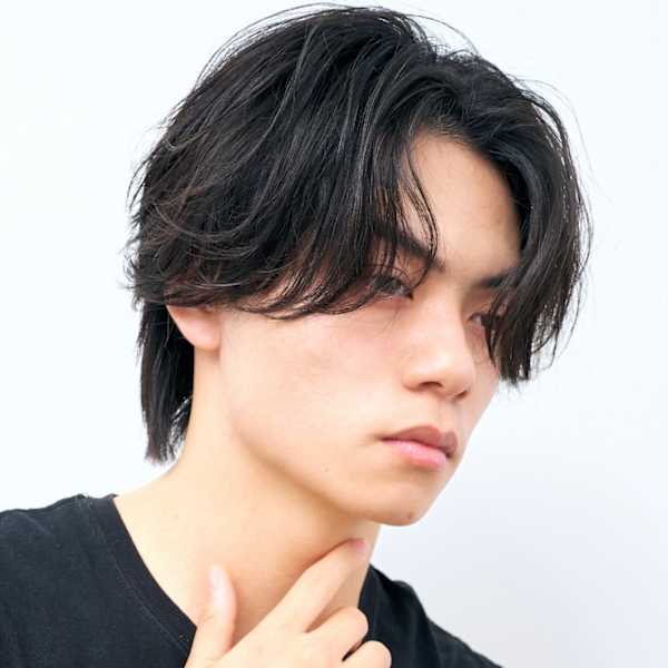 ダークアッシュ/ミディアムヘア/韓国風カルマパーマ/ウルフ