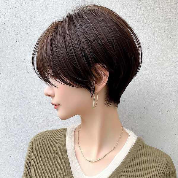 ハンサムショート 丸みボブ 艶髪 透明感カラー 20代30代