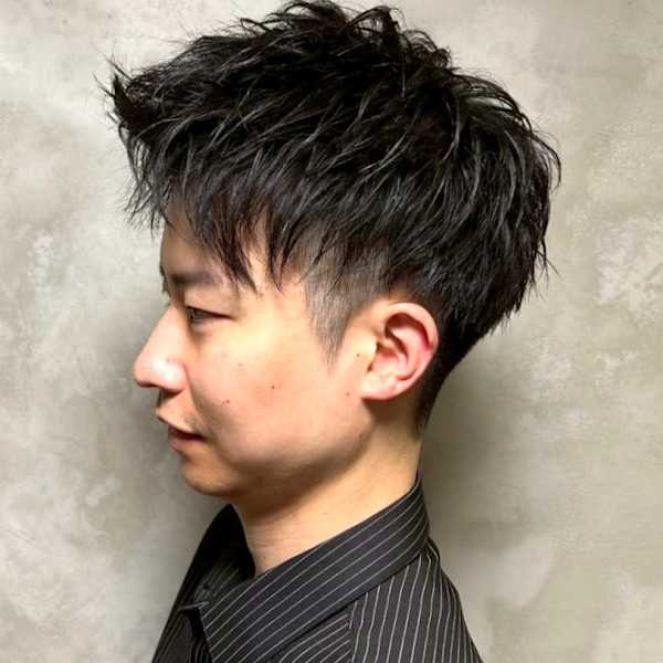 束感ショート 黒髪 スパイキーショート 刈り上げ アップバン|完全個室 THIS IS BARBER 3rd