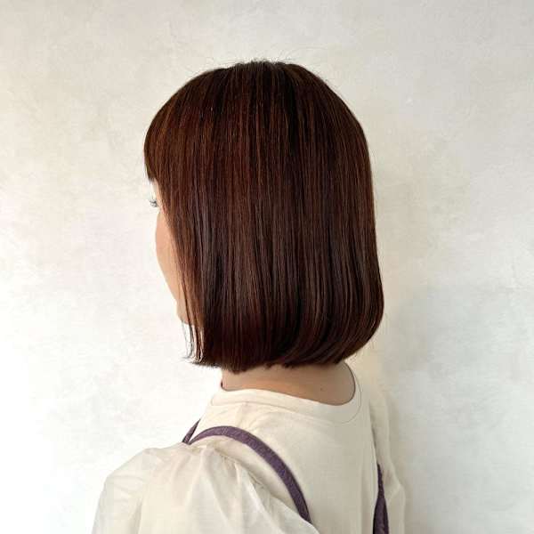 【髪質改善オレンジピンクカラー・ミディアムボブ】