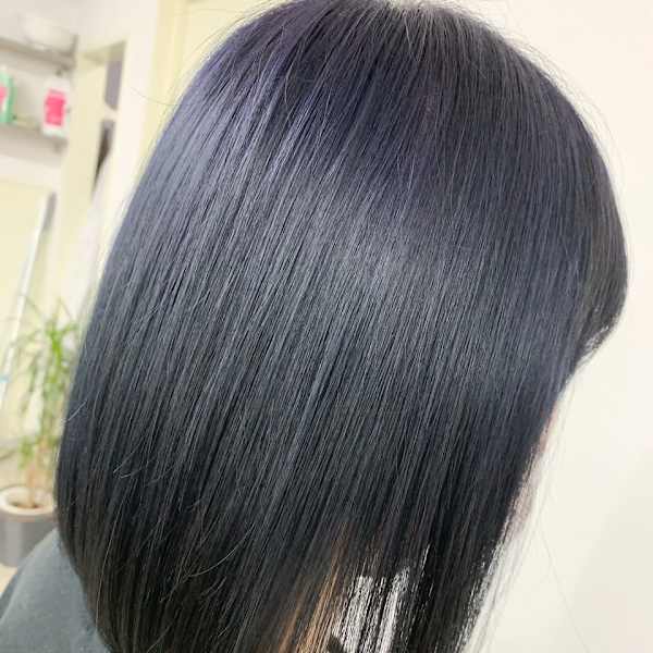 色落ちまで美しい✨艶感ブルーブラック×美シルエットボブ