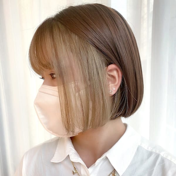 【felice MICHI 石井あすか】丸みボブ ブリーチ 
