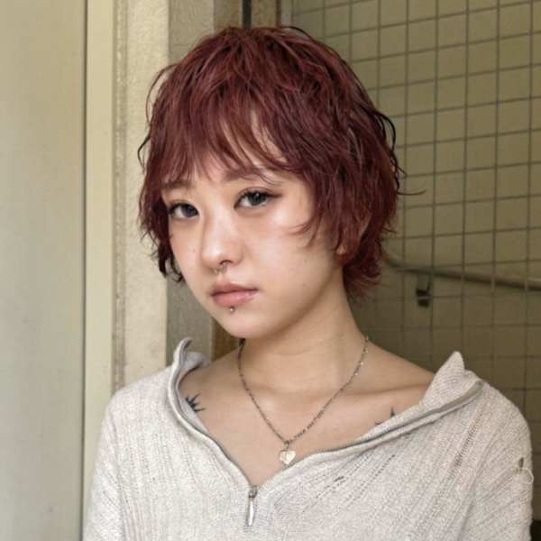 『hinari』パーマ×暖色カラー/ショートレイヤー