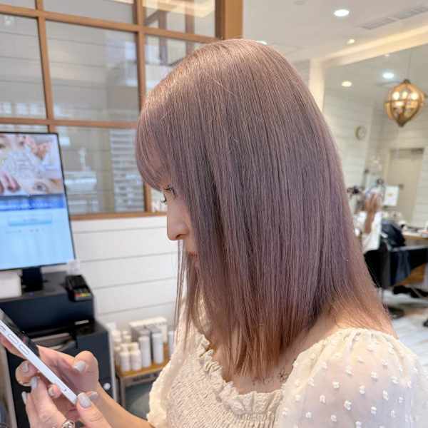 渋谷/ホワイトグレージュ/ボブ/デジタルパーマ/ミニウルフ