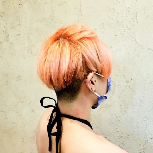 【Flor】*刈り上げショート+ペールオレンジベージュ