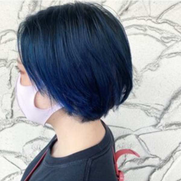 ハイトーンカラーブルー|ショートボブ|前下がり【花巻|北上】|Nadia by charis【ナディアバイカリス】 花巻 | 北上