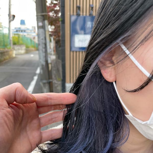 ブルーラベンダー×インナーカラー イヤリングカラー