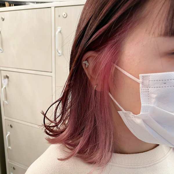 ピンクインナーカラー/外はね/ペールピンク|ACT 仙川店