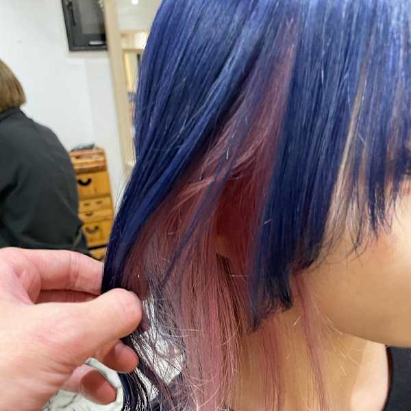 ネイビー&ペールピンク インナーカラー