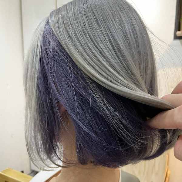 シルバー×ラベンダーインナーカラー ハイトーンカラー