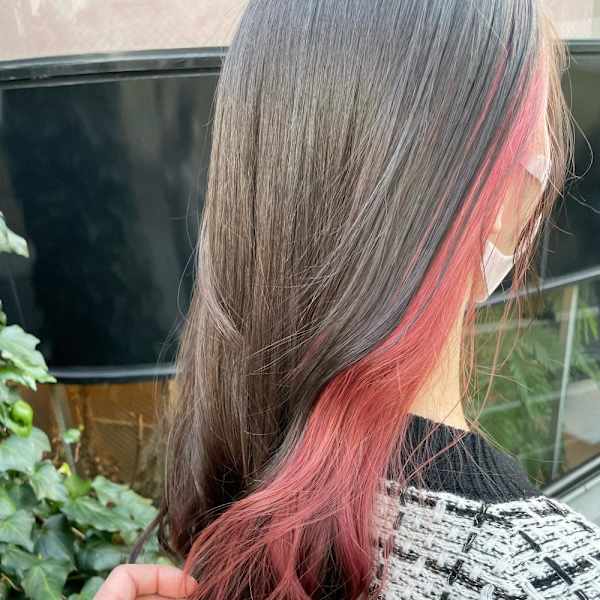 クリアピンク×インナーカラー　イヤリングカラー