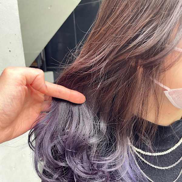 ラベンダーグラデーション/裾カラー/インナーカラー