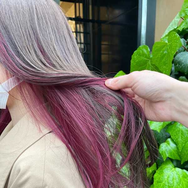 ピンクパープル×インナーカラー イヤリングカラー ロング