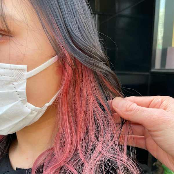 クリアピンク×ピンクインナーカラー　イヤリングカラー