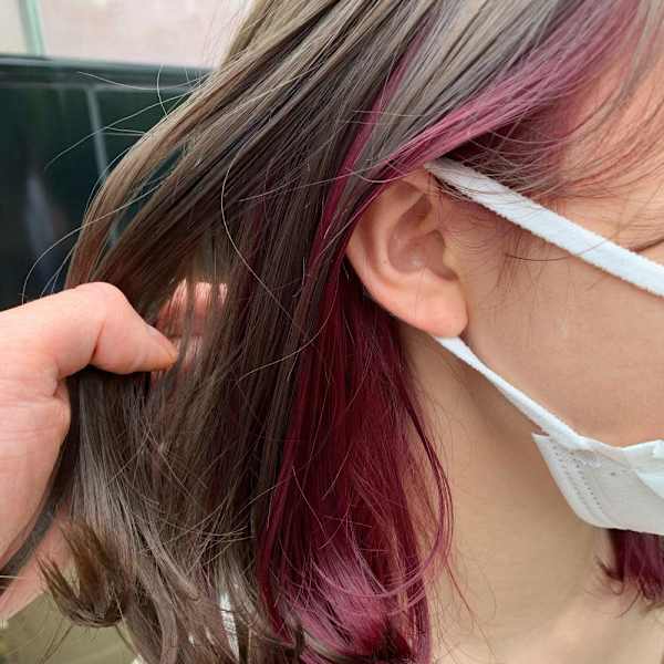 ピンクパープル＆グレージュ　インナーカラー