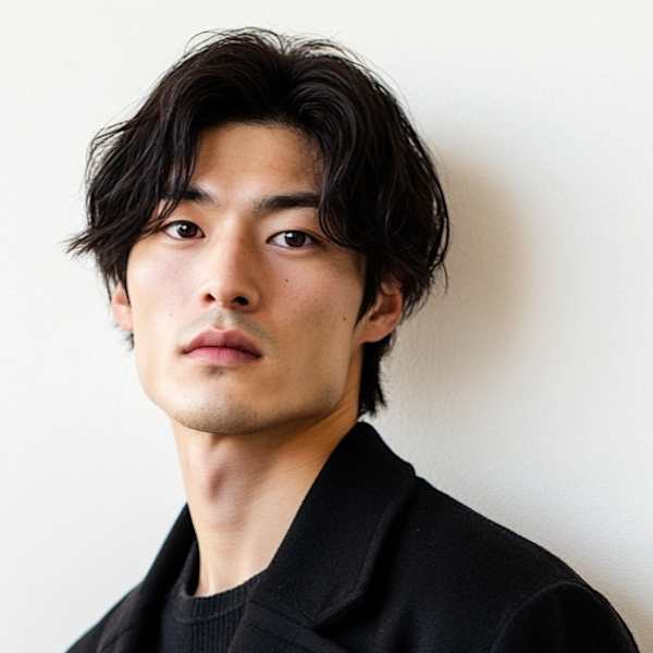 センターパート ナチュラルパーマ ウルフ 30代 40代