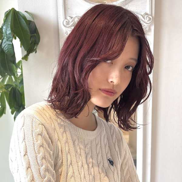 くびれミディ/くびれボブ/くびれパーマ/チェリーレッド|KOZO GINZA 上野御徒町店