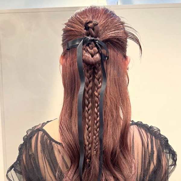#三つ編みアレンジ #リボンアレンジ #カチモリヘア