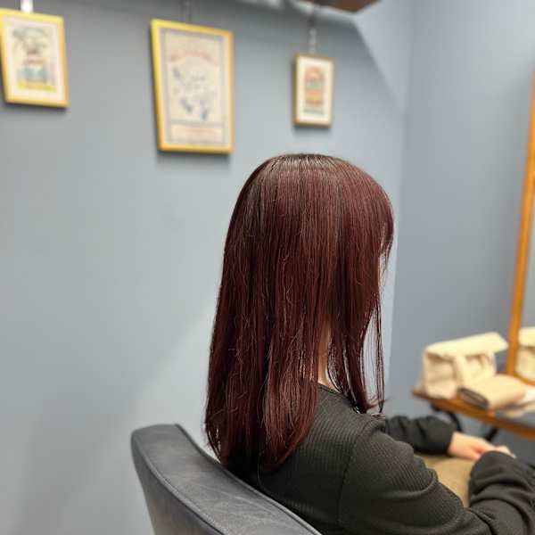 セミロングレイヤー×ピンクオレンジ|remile 西台店