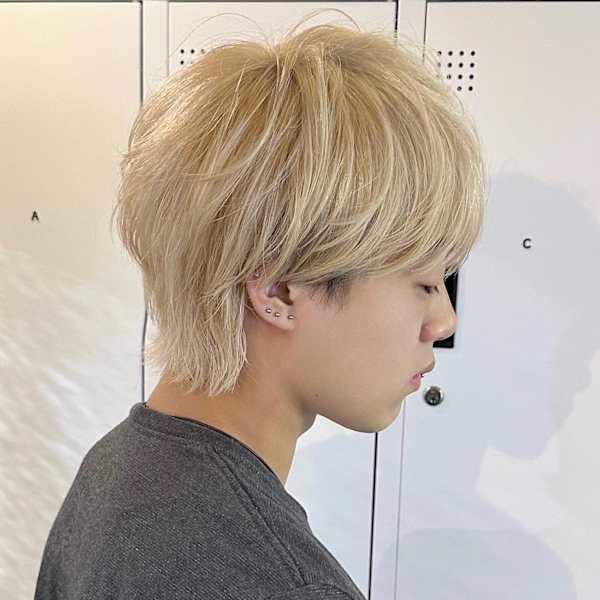 メンズマッシュウルフ/ハイトーン/マッシュ/ダブルカラー