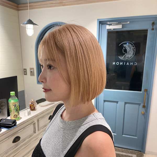 ハニーオレンジカラーアゴライン小顔ボブ赤羽人気美容室