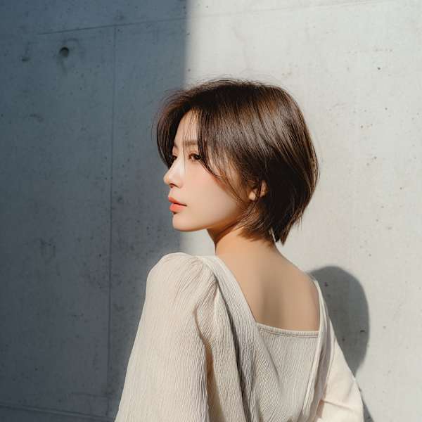 ナチュラルツヤ感の柔らかショートボブ |shell立川【白髪ぼかし/ハイライト/髪質改善/縮毛矯正/ショート】