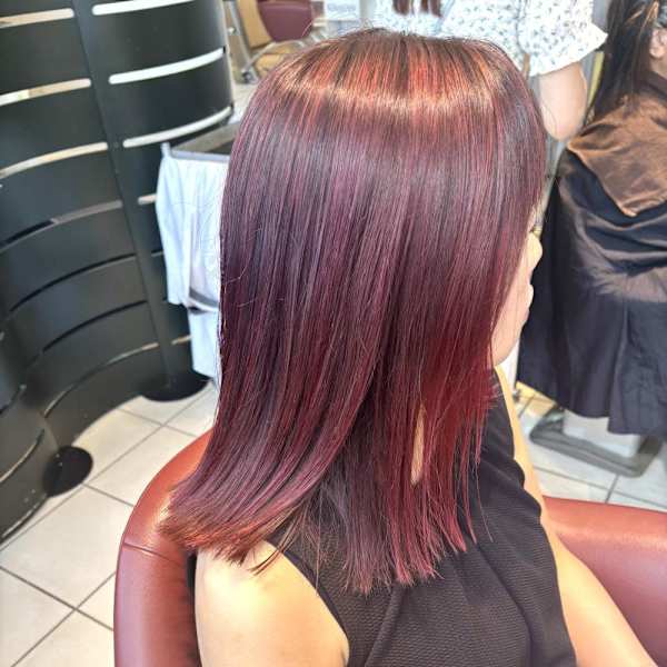 白髪ぼかし/白髪デザインカラー/ピンクバイオレット