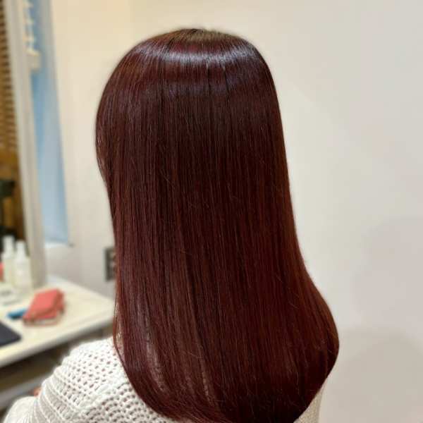 チェリーブラウン ブリーチなしダブルカラー 艶髪 ストレート|hair salon Rich 横須賀中央店