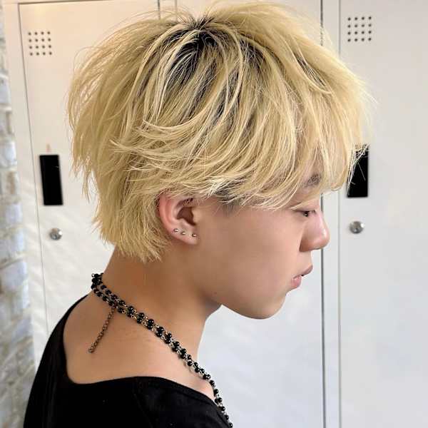 フェザーマッシュ/マッシュショート/ブリーチカラー