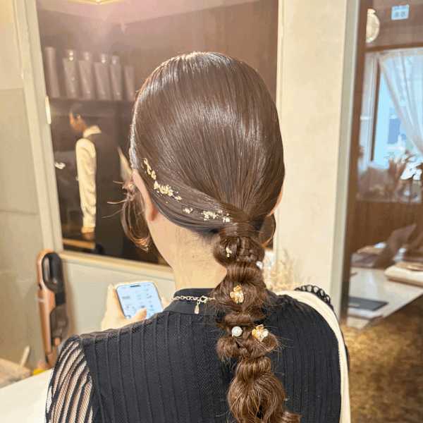 《花屋併設》お呼ばれヘア/編みおろし/タイトヘア