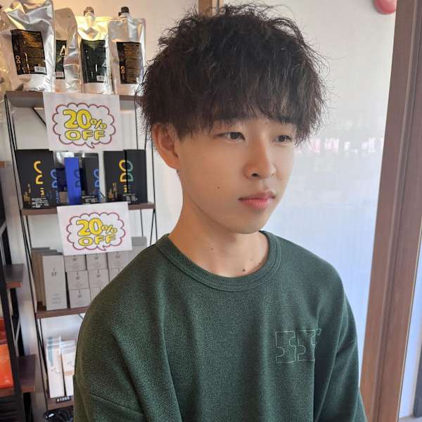 メンズスパイラルパーマ|半個室 rire hair 香椎店