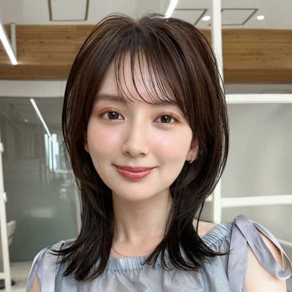 30代40代に人気後れ毛がかわいいくびれヘアシャギーレイヤー