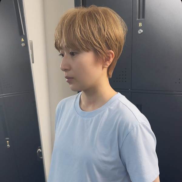 ミルクティーベージュマッシュショート|Afinar新宿