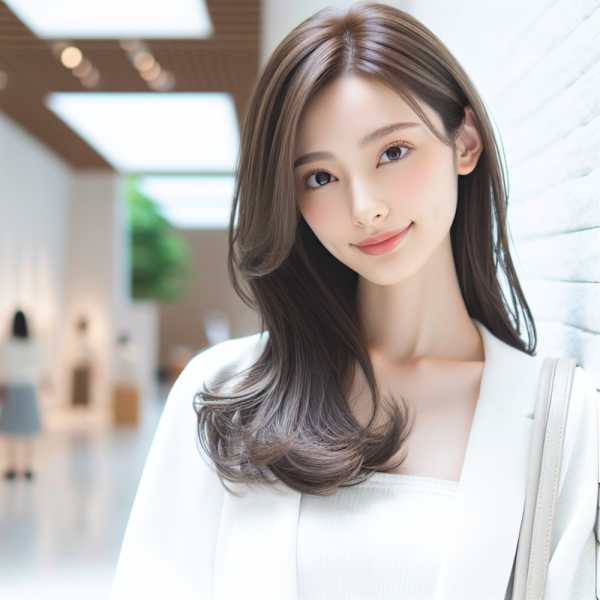 ★ブリーチなし小顔ロングレイヤーカットハッシュカットベージュ|hairs BERRY 大橋店