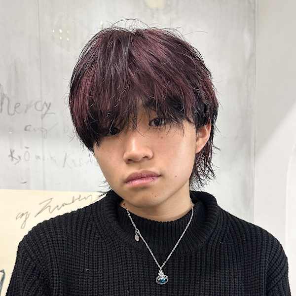 メンズ　ルーツカラー　ワインレッド