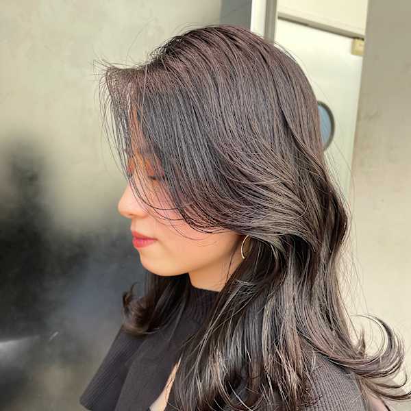 韓国ヘア/小顔ヘア/かきあげ/グレージュ/顔まわりレイヤー|YuGO HAIR 勝どき店