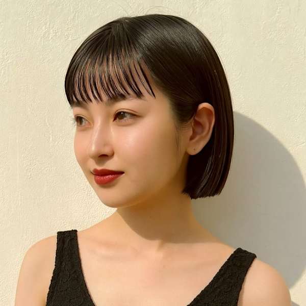 ショートボブ 艶髪 髪質改善 切りっぱなしボブ|福岡 オーガニックカラー miroa